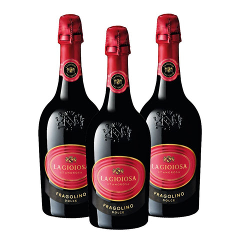 Vino Espumoso, La Gioiosa Fragolino, Veneto Italia 750ml 3 Botellas