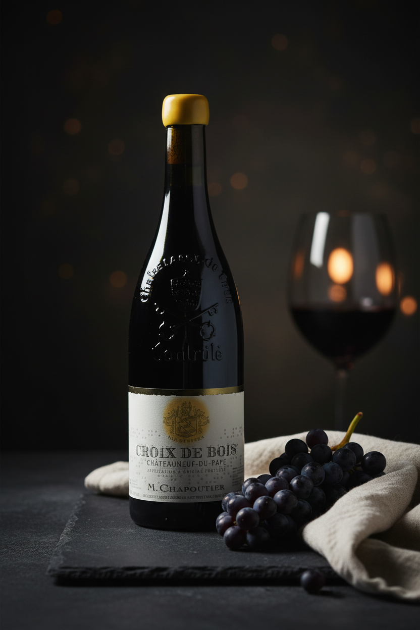 Vino Tinto Croix de Bois Chateauneuf Du Pape AOP M. Chapoutier Rodano Francia 750ml