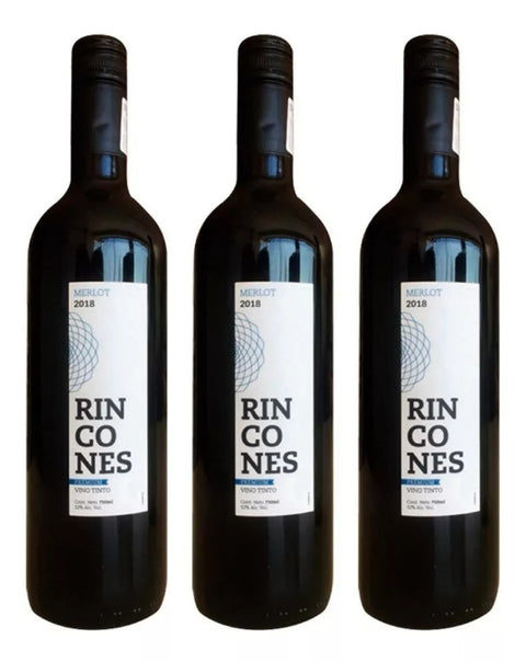 Vino Tinto Rincones Premium Merlot Montgras Valle Central Chile 750ml (3 Pzs)