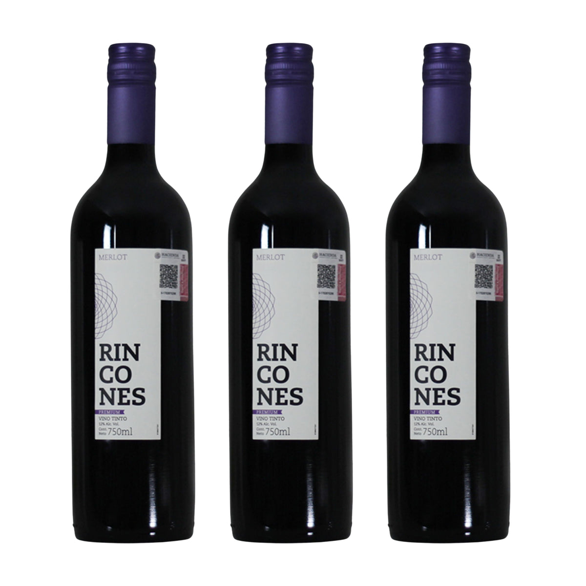 Vino Tinto Rincones Premium Merlot Montgras Valle Central Chile 750ml (3 Pzs)