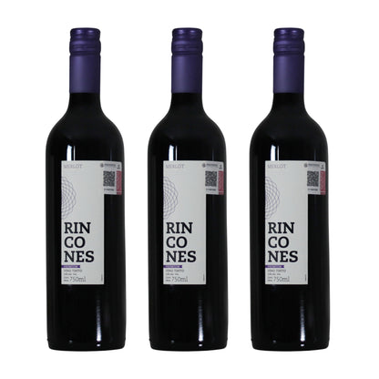 Vino Tinto Rincones Premium Merlot Montgras Valle Central Chile 750ml (3 Pzs)