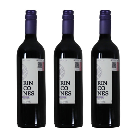 Vino Tinto Rincones Premium Merlot Montgras Valle Central Chile 750ml (3 Pzs)