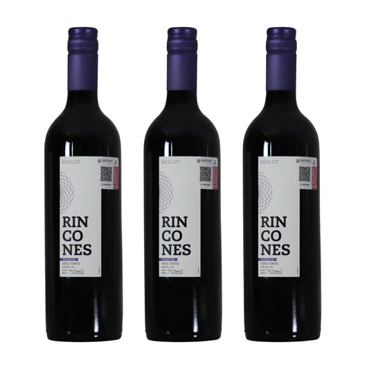 Vino Tinto Rincones Premium Merlot Montgras Valle Central Chile 750ml (3 Pzs)